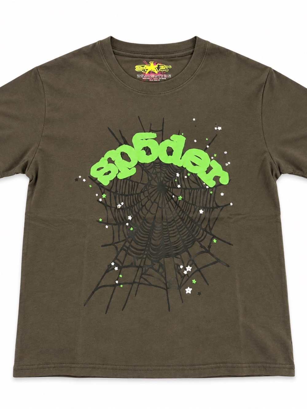 Kids Short Sleeve Tee - Olive Green Spiderweb Graphic